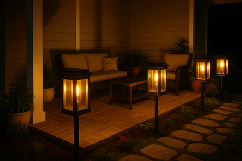 Pack of 4 Solar-powered lights with 800mAh battery for patio and pathway