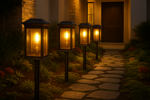 Pack of 4 Solar-powered lights with 800mAh battery for patio and pathway