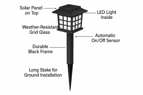 Solar-powered garden lights with auto on/off for yard and patio