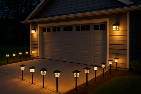 Solar-powered garden lights with auto on/off for yard and patio