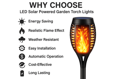 LED Solar Powered Garden Lights – IP65 Waterproof, 53 cm Tall Flickering Light