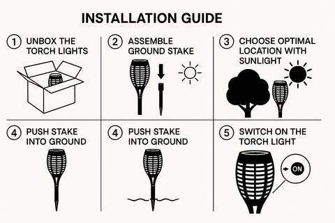 LED Solar Powered Garden Lights – IP65 Waterproof, 53 cm Tall Flickering Light