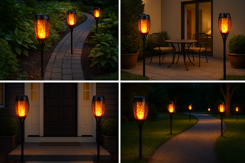 LED Solar Powered Garden Lights – IP65 Waterproof, 53 cm Tall Flickering Light