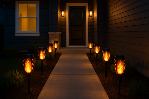 LED Solar Powered Garden Lights – IP65 Waterproof, 53 cm Tall Flickering Light