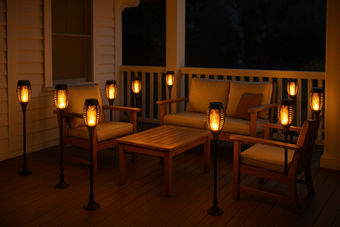 LED Solar Powered Garden Lights – IP65 Waterproof, 53 cm Tall Flickering Light