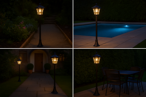 1.2M Solar Victorian Style Garden Lamp Post Light – LED Outdoor Light