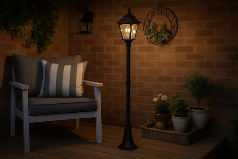 1.2M Solar Victorian Style Garden Lamp Post Light – LED Outdoor Light