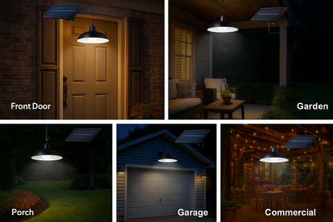 Solar Shed Light – 30 LED Dimmable Pendant with Remote & Cord – Indoor/Outdoor IP65
