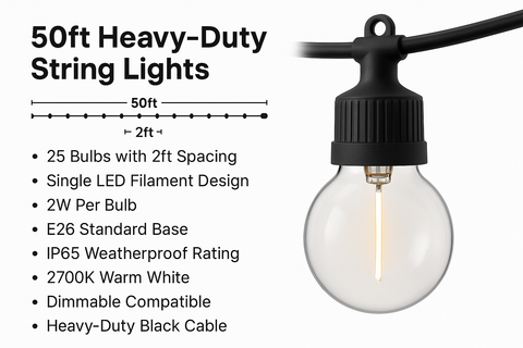 50ft Heavy Duty Electric Outdoor lights
