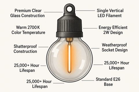 50ft Heavy Duty Electric Outdoor lights
