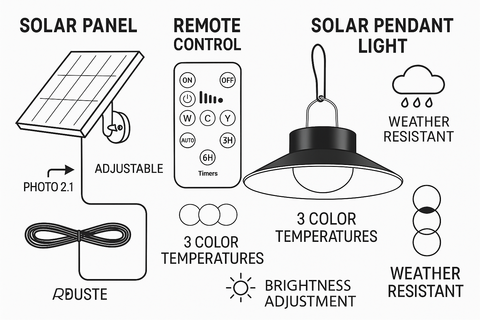 LED Solar Powered Pendant Hanging Light – Garden, Shed & Outdoor Lighting