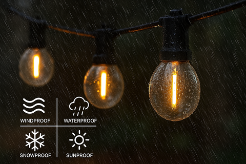 25ft Black Heavy Cable Festoon Outdoor Lights