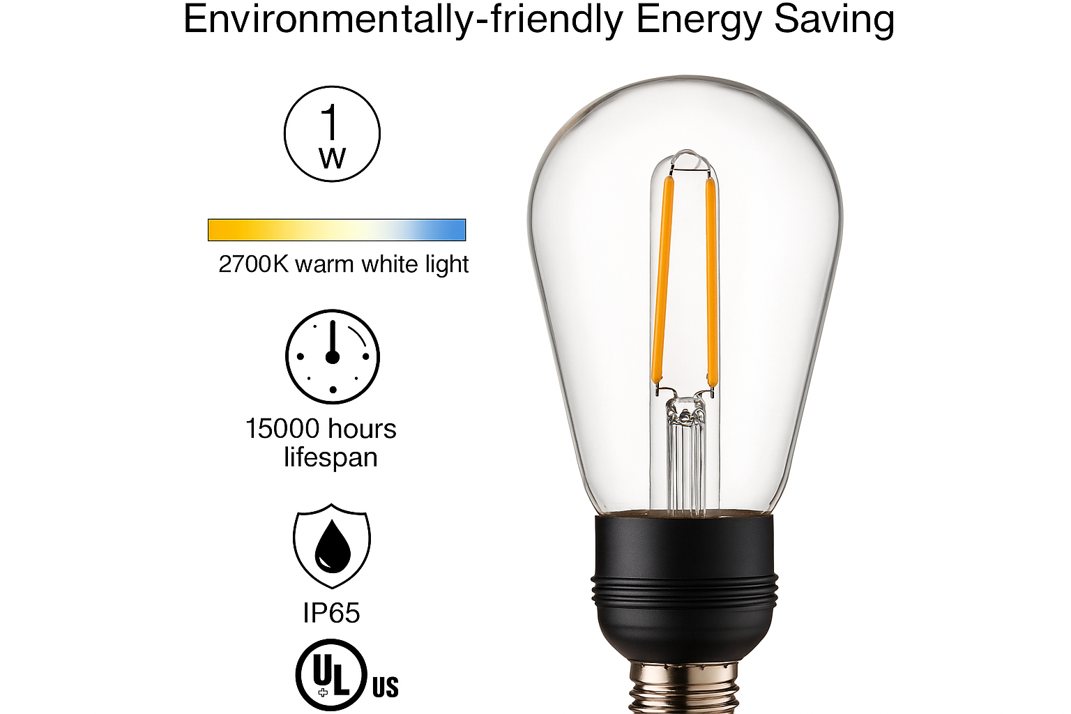 LED light bulb with environmental benefits on a white background