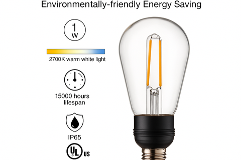 LED light bulb with environmental benefits on a white background