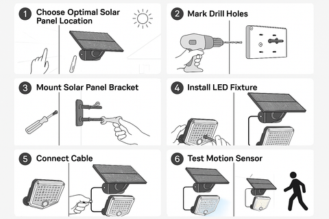 6W Solar Motion Sensor LED Security Light – Outdoor Wall Mounted
