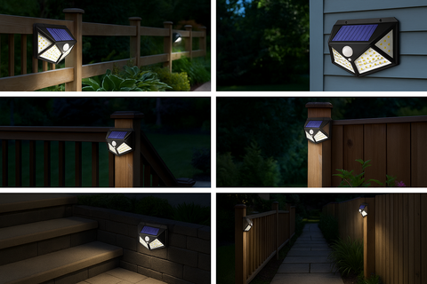 Pack of 4 100 LEDs Solar Powered Wall Lights