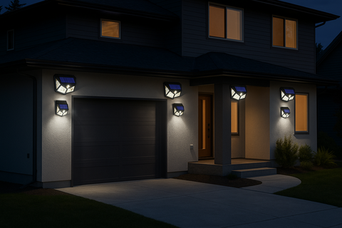 Pack of 4 100 LEDs Solar Powered Wall Lights