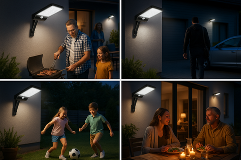2 x 6W LED Motion Sensor Solar Security Lights – Outdoor Wall Set