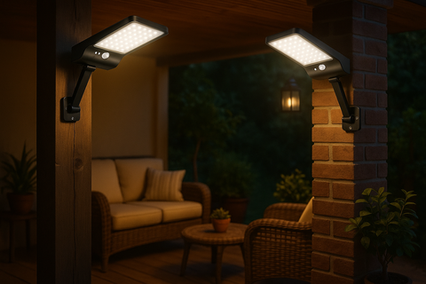 2 x 6W LED Motion Sensor Solar Security Lights – Outdoor Wall Set