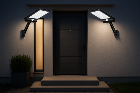 2 x 6W LED Motion Sensor Solar Security Lights – Outdoor Wall Set