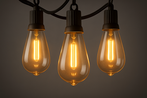 100ft Outdoor String Lights with LED Filament Vintage Bulbs