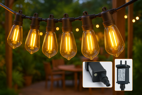 48ft Plug in Outdoor Garden Lights With 20 Bulbs