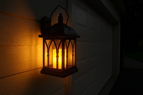 Outdoor Hanging Lantern with Flickering LED Solar Powered 27cm Garden Lamp