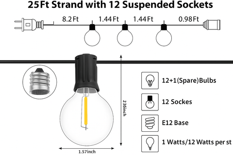 LED Festoon string Lights With Remote Control