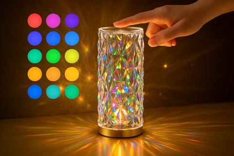 Diamond LED Table Touch Lamp - Elegant Modern Crystal Light