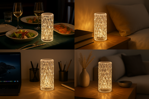 Diamond LED Table Touch Lamp - Elegant Modern Crystal Light