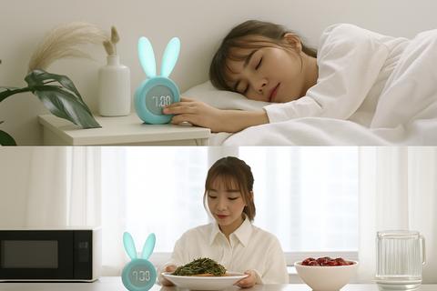 Kids Alarm Clock, Girls and Boys Alarm Clock Digital for Bedroom, Rabbit Alarm Clock, LED Wake Up Light Girls Alarm Clock, Bedside Clock