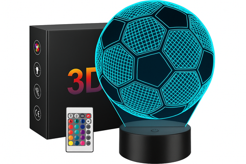 3D Illusion Football Night Lamp 16 Color LED Light for Kids and Boys