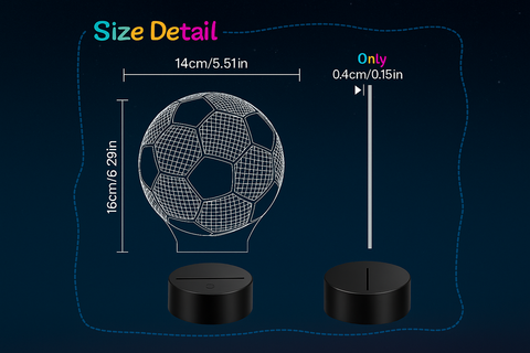 3D Illusion Football Night Lamp 16 Color LED Light for Kids and Boys