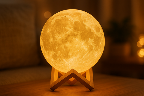 Moon Lamp 3D Printed 16 Colour Night Light with Timer and Stand