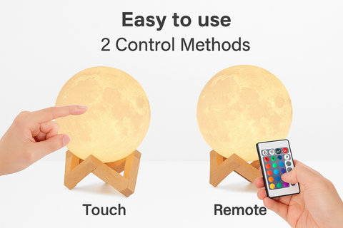 Moon Lamp 3D Printed 16 Colour Night Light with Timer and Stand