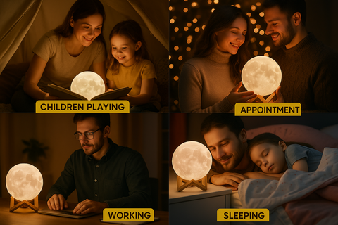 Moon Lamp 3D Printed 16 Colour Night Light with Timer and Stand
