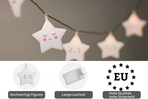 10 LED Star Fairy Lights – Battery Powered Warm White String Lights for Kids’ Rooms & Bedrooms