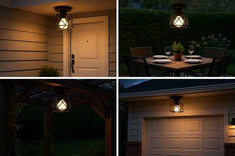 Industrial Black Vintage Style – Semi Flush Mount Ceiling Light