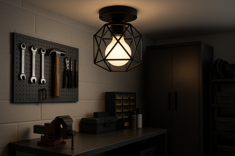 Industrial Black Vintage Style – Semi Flush Mount Ceiling Light