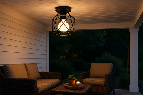 Industrial Black Vintage Style – Semi Flush Mount Ceiling Light