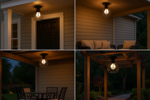 Retro Vintage Metal Chandelier Pendant Light – Warm White Flush Ceiling Fixture