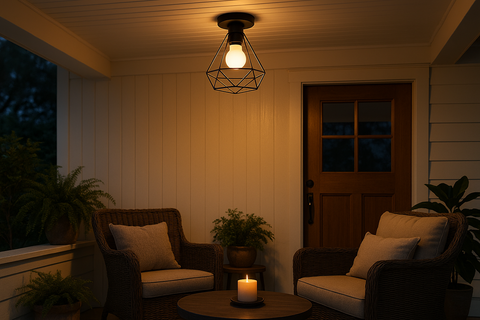 Retro Vintage Metal Chandelier Pendant Light – Warm White Flush Ceiling Fixture