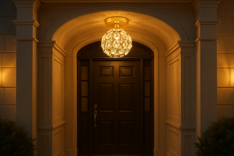 Modern Gold Globe Ceiling Light – Round Metal Shade