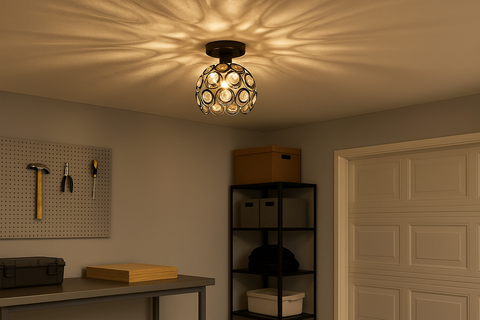Modern Black Globe Ceiling Light – Round Metal Shade