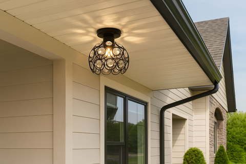 Modern Black Globe Ceiling Light – Round Metal Shade