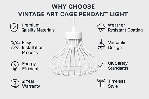 Vintage Art Cage Pendant Light – Black Industrial Hanging Ceiling Lamp
