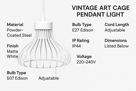 Vintage Art Cage Pendant Light – Black Industrial Hanging Ceiling Lamp