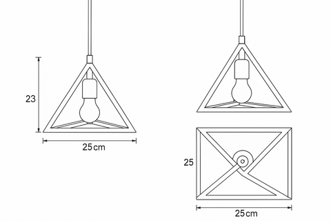 Triangle Retro Loft Pendant Light – Vintage Industrial Ceiling Lamp – E27 Base