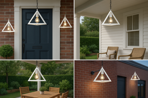 Triangle Retro Loft Pendant Light – Vintage Industrial Ceiling Lamp – E27 Base