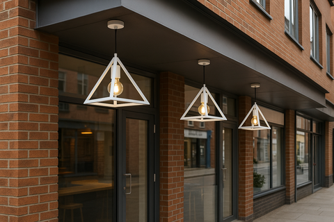 Triangle Retro Loft Pendant Light – Vintage Industrial Ceiling Lamp – E27 Base